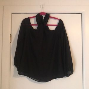 Black halter long sleeve top